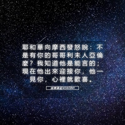Picture 05 - 出 埃 及 記 4:14 CUVT - 耶 和 華 向 摩 西 發 怒 說 ： 不 是 - Bible Verse Picture