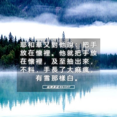 Picture 05 - 出 埃 及 記 4:6 CUVT - 耶 和 華 又 對 他 說 ： 把 手 放 在 - Bible Verse Picture
