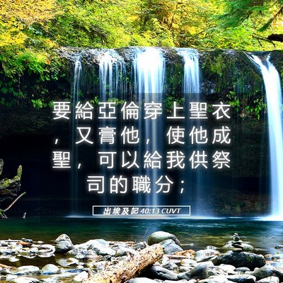Picture 05 - 出 埃 及 記 40:13 CUVT - 要 給 亞 倫 穿 上 聖 衣 ， 又 膏 他 - Bible Verse Picture