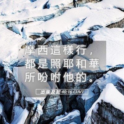 Picture 05 - 出 埃 及 記 40:16 CUVT - 摩 西 這 樣 行 ， 都 是 照 耶 和 華 - Bible Verse Picture