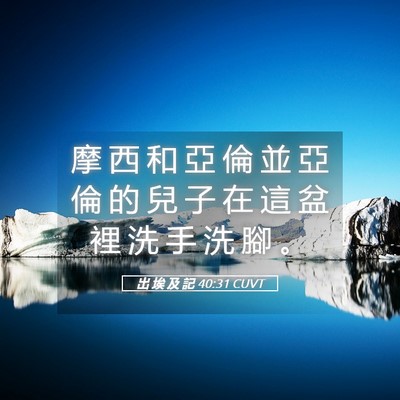Picture 05 - 出 埃 及 記 40:31 CUVT - 摩 西 和 亞 倫 並 亞 倫 的 兒 子 在 - Bible Verse Picture
