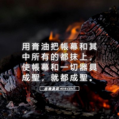 Picture 05 - 出 埃 及 記 40:9 CUVT - 用 膏 油 把 帳 幕 和 其 中 所 有 的 - Bible Verse Picture