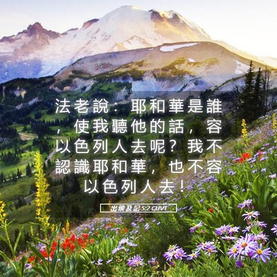 Picture 05 - 出 埃 及 記 5:2 CUVT - 法 老 說 ： 耶 和 華 是 誰 ， 使 我 - Bible Verse Picture