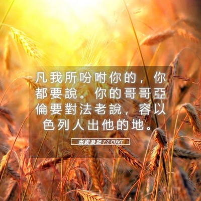 Picture 05 - 出 埃 及 記 7:2 CUVT - 凡 我 所 吩 咐 你 的 ， 你 都 要 說 - Bible Verse Picture