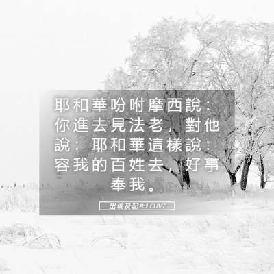 Picture 05 - 出 埃 及 記 8:1 CUVT - 耶 和 華 吩 咐 摩 西 說 ： 你 進 去 - Bible Verse Picture
