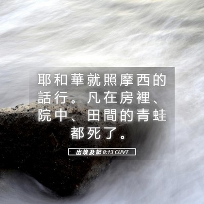 Picture 05 - 出 埃 及 記 8:13 CUVT - 耶 和 華 就 照 摩 西 的 話 行 。 凡 - Bible Verse Picture