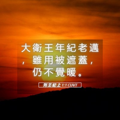 Picture 05 - 列 王 紀 上 1:1 CUVT - 大 衛 王 年 紀 老 邁 ， 雖 用 被 遮 - Bible Verse Picture