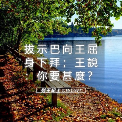 Picture 05 - 列 王 紀 上 1:16 CUVT - 拔 示 巴 向 王 屈 身 下 拜 ； 王 說 - Bible Verse Picture