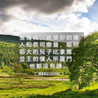 Picture 05 - 列 王 紀 上 1:26 CUVT - 惟 獨 我 ， 就 是 你 的 僕 人 和 祭 - Bible Verse Picture
