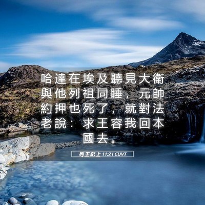 Picture 05 - 列 王 紀 上 11:21 CUVT - 哈 達 在 埃 及 聽 見 大 衛 與 他 列 - Bible Verse Picture
