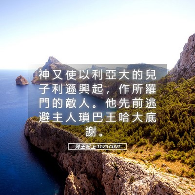 Picture 05 - 列 王 紀 上 11:23 CUVT - 神 又 使 以 利 亞 大 的 兒 子 利 遜 - Bible Verse Picture