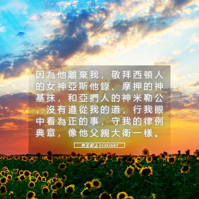 Picture 05 - 列 王 紀 上 11:33 CUVT - 因 為 他 離 棄 我 ， 敬 拜 西 頓 人 - Bible Verse Picture
