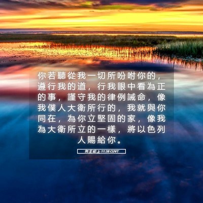 Picture 05 - 列 王 紀 上 11:38 CUVT - 你 若 聽 從 我 一 切 所 吩 咐 你 的 - Bible Verse Picture