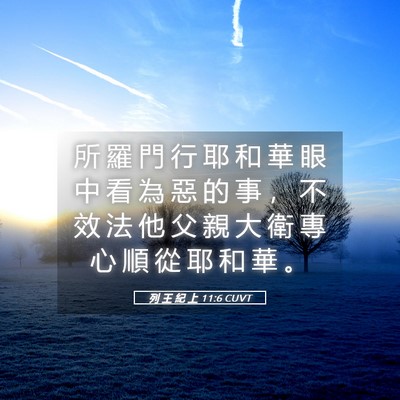 Picture 05 - 列 王 紀 上 11:6 CUVT - 所 羅 門 行 耶 和 華 眼 中 看 為 惡 - Bible Verse Picture