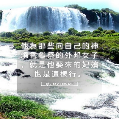 Picture 05 - 列 王 紀 上 11:8 CUVT - 他 為 那 些 向 自 己 的 神 燒 香 獻 - Bible Verse Picture