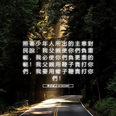 Picture 05 - 列 王 紀 上 12:14 CUVT - 照 著 少 年 人 所 出 的 主 意 對 民 - Bible Verse Picture