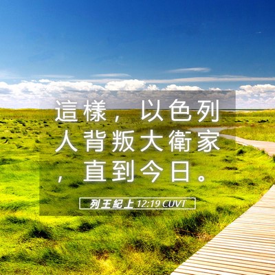Picture 05 - 列 王 紀 上 12:19 CUVT - 這 樣 ， 以 色 列 人 背 叛 大 衛 家 - Bible Verse Picture