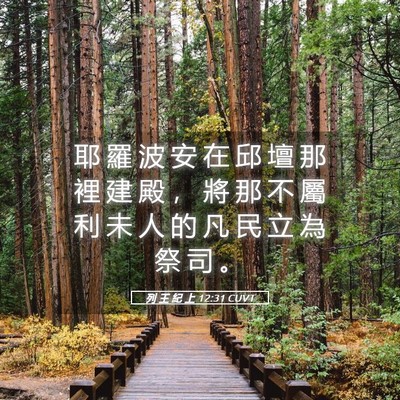 Picture 05 - 列 王 紀 上 12:31 CUVT - 耶 羅 波 安 在 邱 壇 那 裡 建 殿 ， - Bible Verse Picture