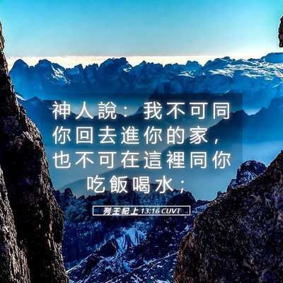 Picture 05 - 列 王 紀 上 13:16 CUVT - 神 人 說 ： 我 不 可 同 你 回 去 進 - Bible Verse Picture