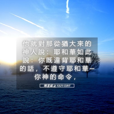 Picture 05 - 列 王 紀 上 13:21 CUVT - 他 就 對 那 從 猶 大 來 的 神 人 說 - Bible Verse Picture