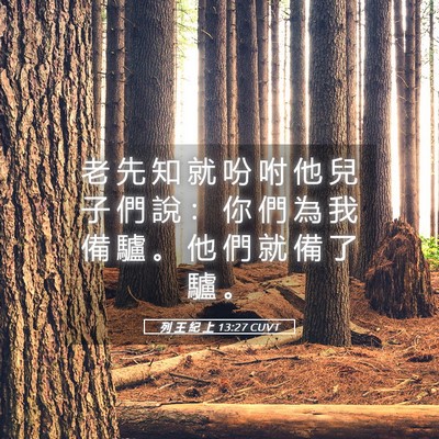 Picture 05 - 列 王 紀 上 13:27 CUVT - 老 先 知 就 吩 咐 他 兒 子 們 說 ： - Bible Verse Picture