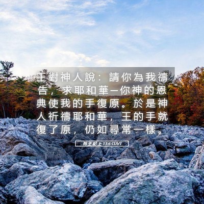 Picture 05 - 列 王 紀 上 13:6 CUVT - 王 對 神 人 說 ： 請 你 為 我 禱 告 - Bible Verse Picture