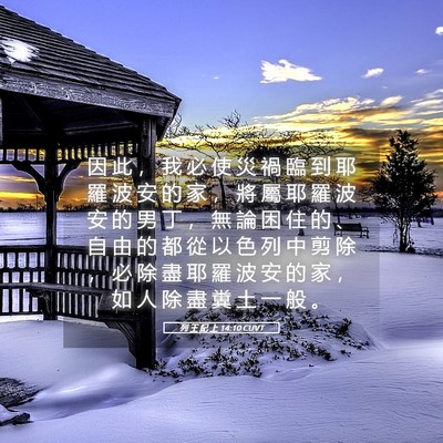 Picture 05 - 列 王 紀 上 14:10 CUVT - 因 此 ， 我 必 使 災 禍 臨 到 耶 羅 - Bible Verse Picture