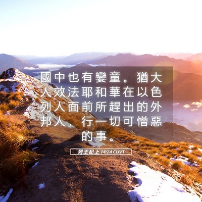 Picture 05 - 列 王 紀 上 14:24 CUVT - 國 中 也 有 孌 童 。 猶 大 人 效 法 - Bible Verse Picture