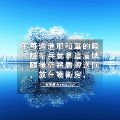 Picture 05 - 列 王 紀 上 14:28 CUVT - 王 每 逢 進 耶 和 華 的 殿 ， 護 衛 - Bible Verse Picture