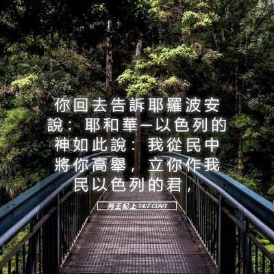Picture 05 - 列 王 紀 上 14:7 CUVT - 你 回 去 告 訴 耶 羅 波 安 說 ： 耶 - Bible Verse Picture