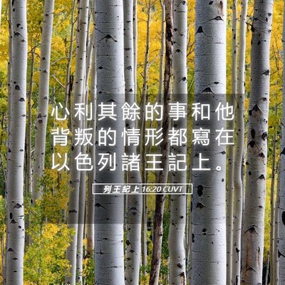 Picture 05 - 列 王 紀 上 16:20 CUVT - 心 利 其 餘 的 事 和 他 背 叛 的 情 - Bible Verse Picture