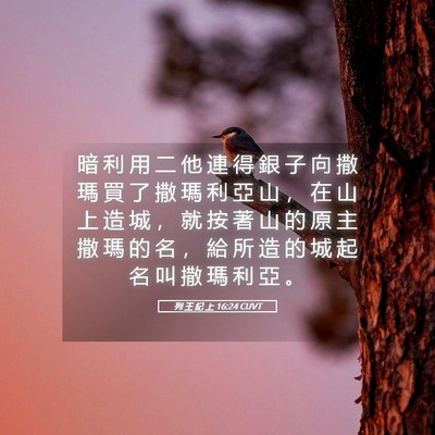 Picture 05 - 列 王 紀 上 16:24 CUVT - 暗 利 用 二 他 連 得 銀 子 向 撒 瑪 - Bible Verse Picture