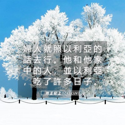 Picture 05 - 列 王 紀 上 17:15 CUVT - 婦 人 就 照 以 利 亞 的 話 去 行 。 - Bible Verse Picture