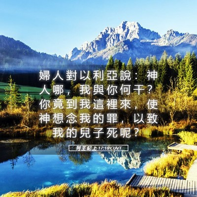 Picture 05 - 列 王 紀 上 17:18 CUVT - 婦 人 對 以 利 亞 說 ： 神 人 哪 ， - Bible Verse Picture