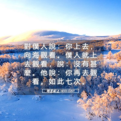 Picture 05 - 列 王 紀 上 18:43 CUVT - 對 僕 人 說 ： 你 上 去 ， 向 海 觀 - Bible Verse Picture