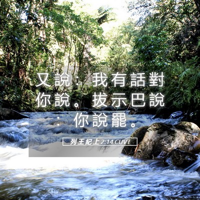Picture 05 - 列 王 紀 上 2:14 CUVT - 又 說 ： 我 有 話 對 你 說 。 拔 示 - Bible Verse Picture