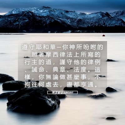 Picture 05 - 列 王 紀 上 2:3 CUVT - 遵 守 耶 和 華 ─ 你 神 所 吩 咐 的 - Bible Verse Picture