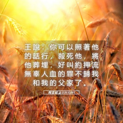 Picture 05 - 列 王 紀 上 2:31 CUVT - 王 說 ： 你 可 以 照 著 他 的 話 行 - Bible Verse Picture