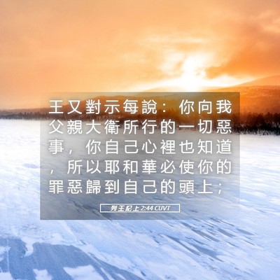 Picture 05 - 列 王 紀 上 2:44 CUVT - 王 又 對 示 每 說 ： 你 向 我 父 親 - Bible Verse Picture
