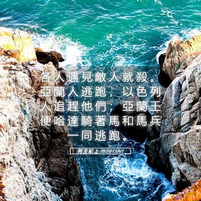 Picture 05 - 列 王 紀 上 20:20 CUVT - 各 人 遇 見 敵 人 就 殺 。 亞 蘭 人 - Bible Verse Picture