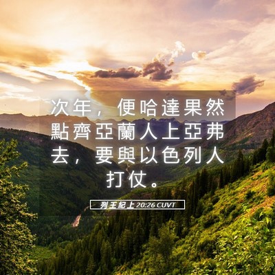 Picture 05 - 列 王 紀 上 20:26 CUVT - 次 年 ， 便 哈 達 果 然 點 齊 亞 蘭 - Bible Verse Picture