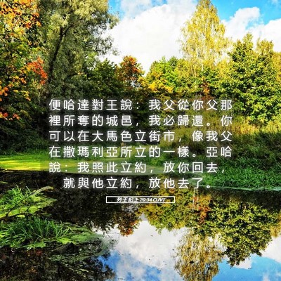 Picture 05 - 列 王 紀 上 20:34 CUVT - 便 哈 達 對 王 說 ： 我 父 從 你 父 - Bible Verse Picture