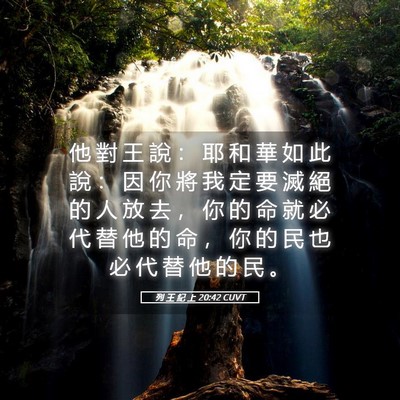 Picture 05 - 列 王 紀 上 20:42 CUVT - 他 對 王 說 ： 耶 和 華 如 此 說 ： - Bible Verse Picture
