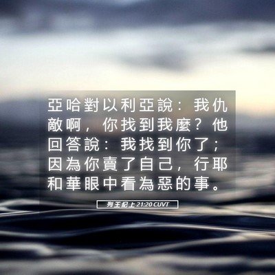 Picture 05 - 列 王 紀 上 21:20 CUVT - 亞 哈 對 以 利 亞 說 ： 我 仇 敵 啊 - Bible Verse Picture