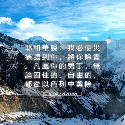 Picture 05 - 列 王 紀 上 21:21 CUVT - 耶 和 華 說 ： 我 必 使 災 禍 臨 到 - Bible Verse Picture