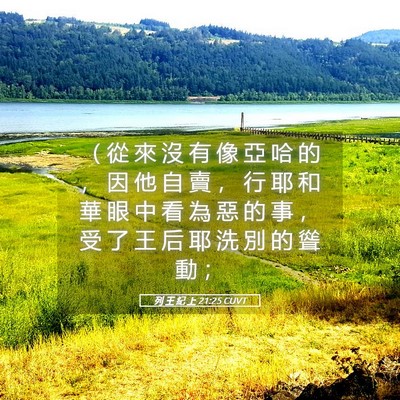 Picture 05 - 列 王 紀 上 21:25 CUVT - （ 從 來 沒 有 像 亞 哈 的 ， 因 他 - Bible Verse Picture