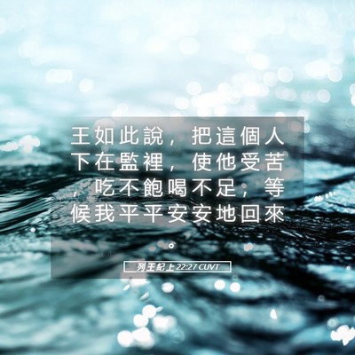 Picture 05 - 列 王 紀 上 22:27 CUVT - 王 如 此 說 ， 把 這 個 人 下 在 監 - Bible Verse Picture