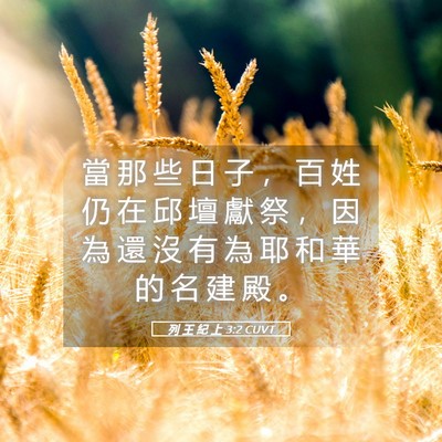 Picture 05 - 列 王 紀 上 3:2 CUVT - 當 那 些 日 子 ， 百 姓 仍 在 邱 壇 - Bible Verse Picture