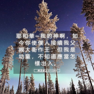Picture 05 - 列 王 紀 上 3:7 CUVT - 耶 和 華 ─ 我 的 神 啊 ， 如 今 你 - Bible Verse Picture