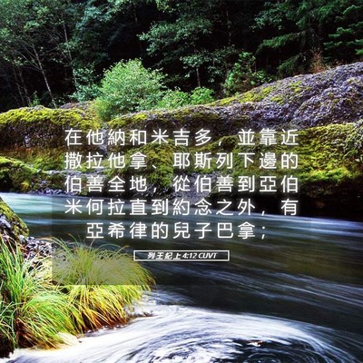 Picture 05 - 列 王 紀 上 4:12 CUVT - 在 他 納 和 米 吉 多 ， 並 靠 近 撒 - Bible Verse Picture